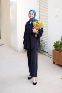 Büzgülü Cupra Tencele Takım Lacivert