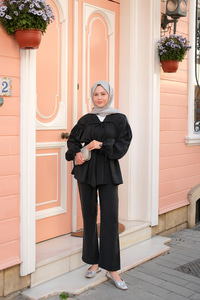 Büzgülü Cupra Tencele Takım Siyah