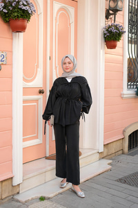 Büzgülü Cupra Tencele Takım Siyah