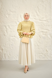 Büzgülü Ekose Etekli Takım Sarı