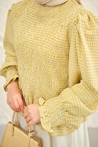 Büzgülü Ekose Etekli Takım Sarı