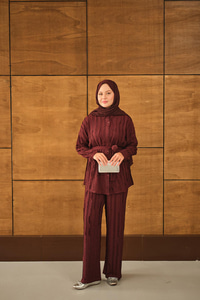 Büzgülü İkili Takım Bordo