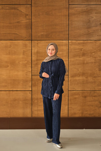 Büzgülü İkili Takım Lacivert