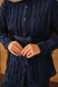 Büzgülü İkili Takım Lacivert