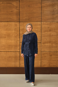 Büzgülü İkili Takım Lacivert