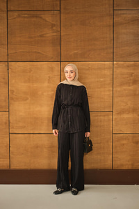 Büzgülü İkili Takım Siyah