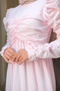 Büzgülü Poplin Elbise Pembe