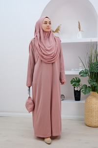 CANTALI TEK PARCA NAMAZ ELBISESI Gül Kurusu