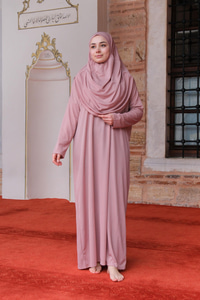 CANTALI TEK PARCA NAMAZ ELBISESI GUL KURUSU