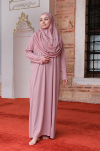 CANTALI TEK PARCA NAMAZ ELBISESI GUL KURUSU