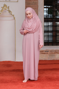 CANTALI TEK PARCA NAMAZ ELBISESI GUL KURUSU