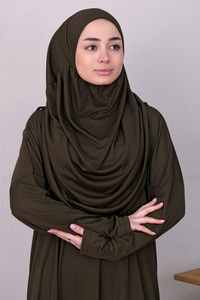 CANTALI TEK PARCA NAMAZ ELBISESI Haki Yeşil