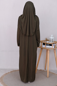 CANTALI TEK PARCA NAMAZ ELBISESI Haki Yeşil