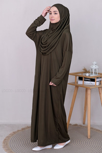 CANTALI TEK PARCA NAMAZ ELBISESI Haki Yeşil