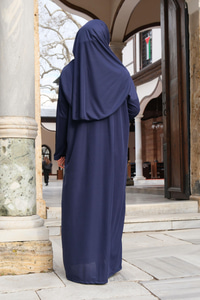 CANTALI TEK PARCA NAMAZ ELBISESI  LACIVERT