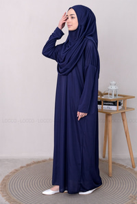 CANTALI TEK PARCA NAMAZ ELBISESI Lacivert