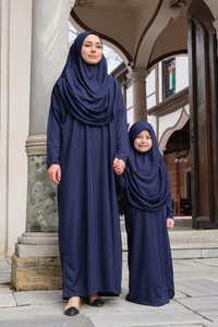 CANTALI TEK PARCA NAMAZ ELBISESI  LACIVERT