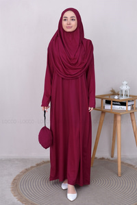 CANTALI TEK PARCA NAMAZ ELBISESI Mürdüm