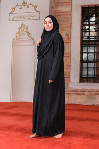 CANTALI TEK PARCA NAMAZ ELBISESI  SIYAH