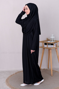 CANTALI TEK PARCA NAMAZ ELBISESI Siyah