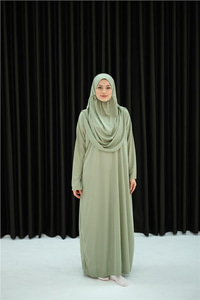 CANTALI TEK PARCA NAMAZ ELBISESI Su Yeşil