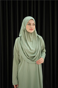 CANTALI TEK PARCA NAMAZ ELBISESI Su Yeşil