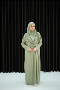 CANTALI TEK PARCA NAMAZ ELBISESI Su Yeşil