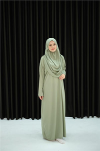 CANTALI TEK PARCA NAMAZ ELBISESI Su Yeşil