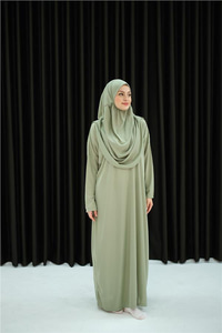 CANTALI TEK PARCA NAMAZ ELBISESI Su Yeşil