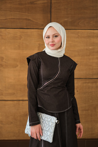 Çarpraz Fermuar Detaylı Dikiş Detay Etekli Takım Kahverengi