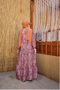 Cassime Desenli Elbise Bordo