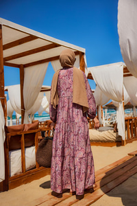 Cassime Desenli Elbise Mor