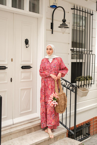 Cassime Desenli Elbise Mürdüm