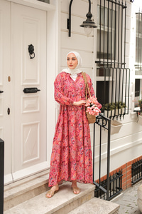 Cassime Desenli Elbise Mürdüm