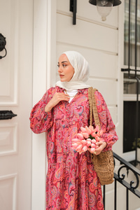 Cassime Desenli Elbise Mürdüm