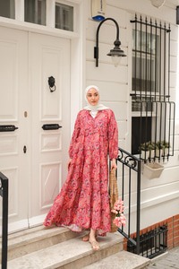 Cassime Desenli Elbise Mürdüm