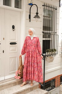 Cassime Desenli Elbise Mürdüm