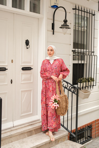 Cassime Desenli Elbise Mürdüm