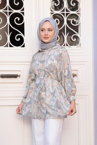 Cassime Desenli Gömlek Petrol Mavi