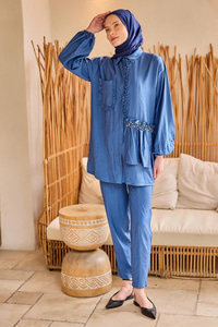 Cebi Taş Detaylı Takım Mavi