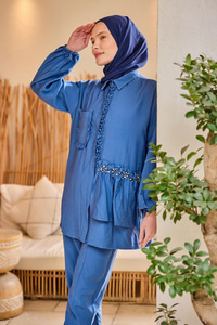 Cebi Taş Detaylı Takım Mavi