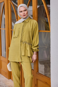 Cebi Taş Detaylı Takım Yağ Yeşil