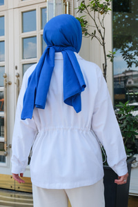 Cebi Zebra Desen Fermuarlı Ceket Beyaz