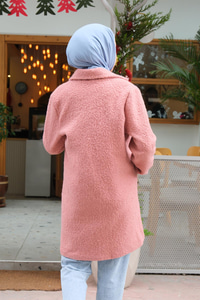 Ceket Yaka Yanlardan Cepli Buklet Kaban  Gül Kurusu