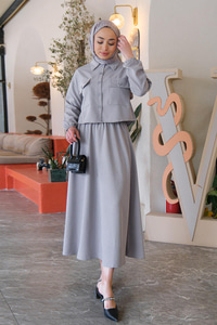 Ceketli İkili Takım Gri