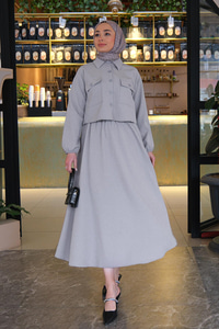 Ceketli İkili Takım Gri