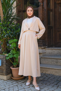 Ceketli İkili Takım Krem