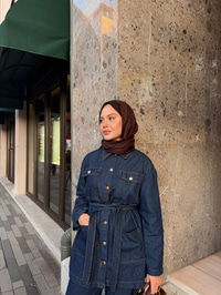 Cep Detay Bel Bağlamalı Kot Takım Lacivert