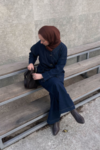 Cep Detay Bel Bağlamalı Kot Takım Lacivert