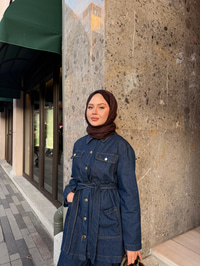 Cep Detay Bel Bağlamalı Kot Takım Lacivert